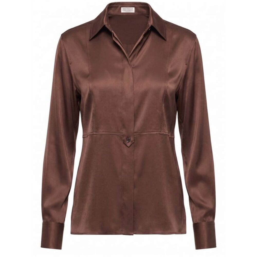 Brunello Cucinelli Women Satin Shirt With Monili